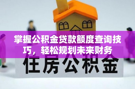 鼎城掌握公积金贷款额度查询技巧，轻松规划未来财务